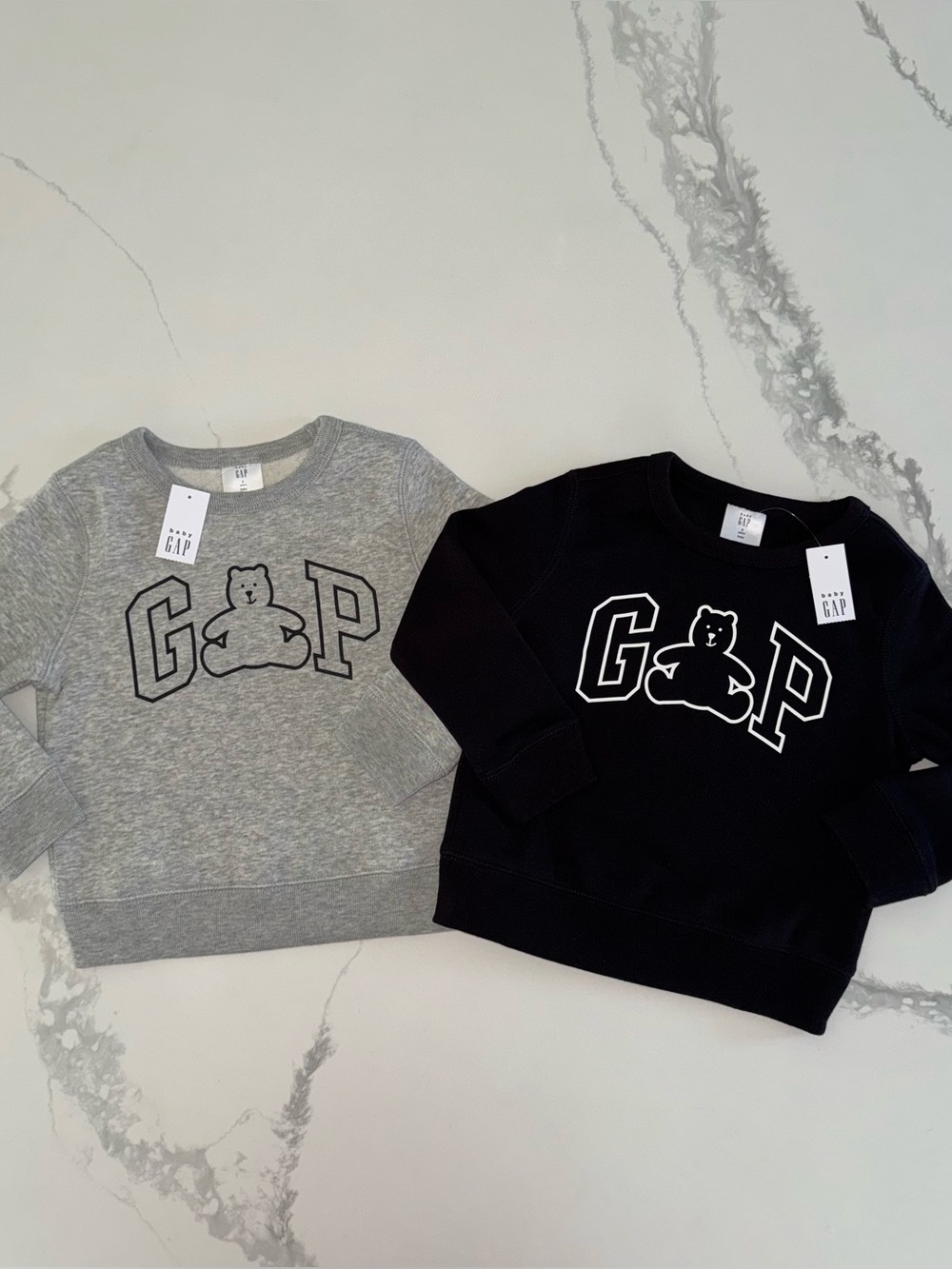 GAP Toddler Boys Light Gray & Black Bear Logo Sweatshirts 3T